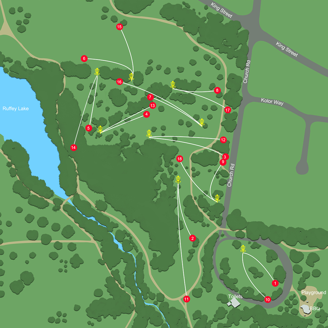 Ruffey Lake Park Disc Golf Course Map 2020