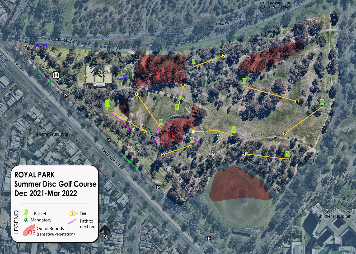 Royal Park Disc Golf Course Map